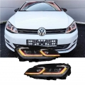 Μπροστινά Φανάρια Set Για Vw Golf VII (7) 12-17 Look 7.5 GTI Μαύρα/ Κόκκινη Γραμμή H7 Με Μοτέρ Carner - Headlights - Xenon - Bulbs